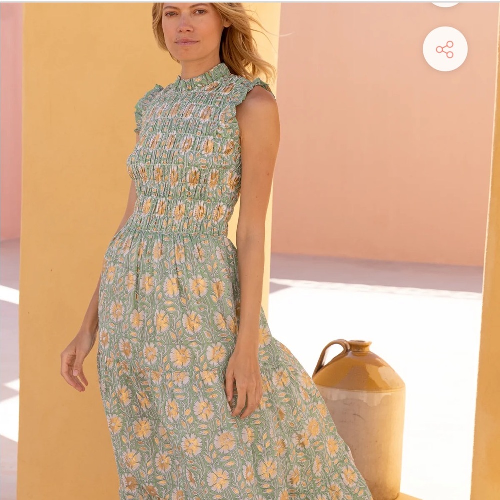 Oliphant Blue Smocked Sundress